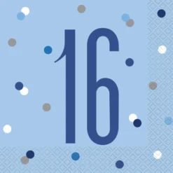 Papirservietter - 16 År - Blå & Sølv