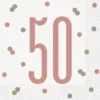 Papirservietter - 50 År - Rosegull