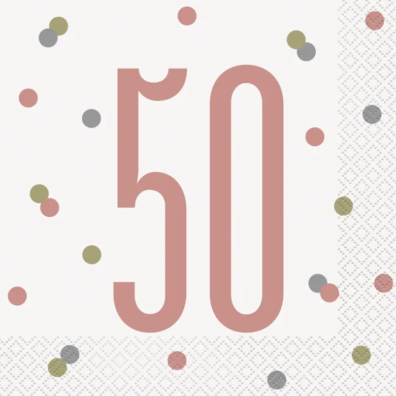 Papirservietter - 50 År - Rosegull