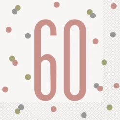 Papirservietter - 60 År - Rosegull