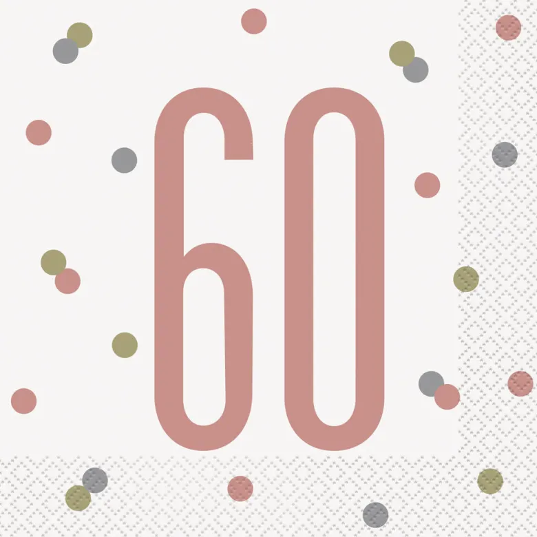 Papirservietter - 60 År - Rosegull
