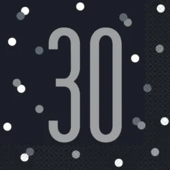 Papirservietter - 30 År - Sort & Sølv