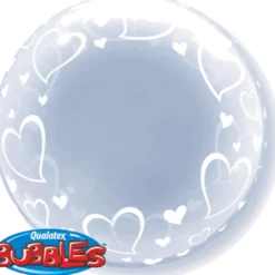 Premium Bubbleballong - Hvite Hjerter