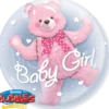 Premium Bubbleballong - Rosa Teddy