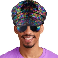 Regnbue sett med hatt og briller