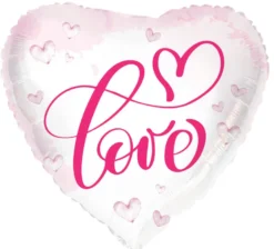 Rosa hjerteballong - "Love"