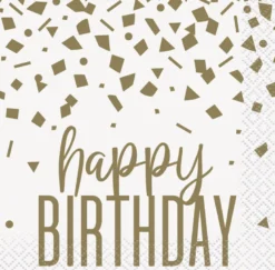 Servietter - Konfetti - "Happy Birthday"