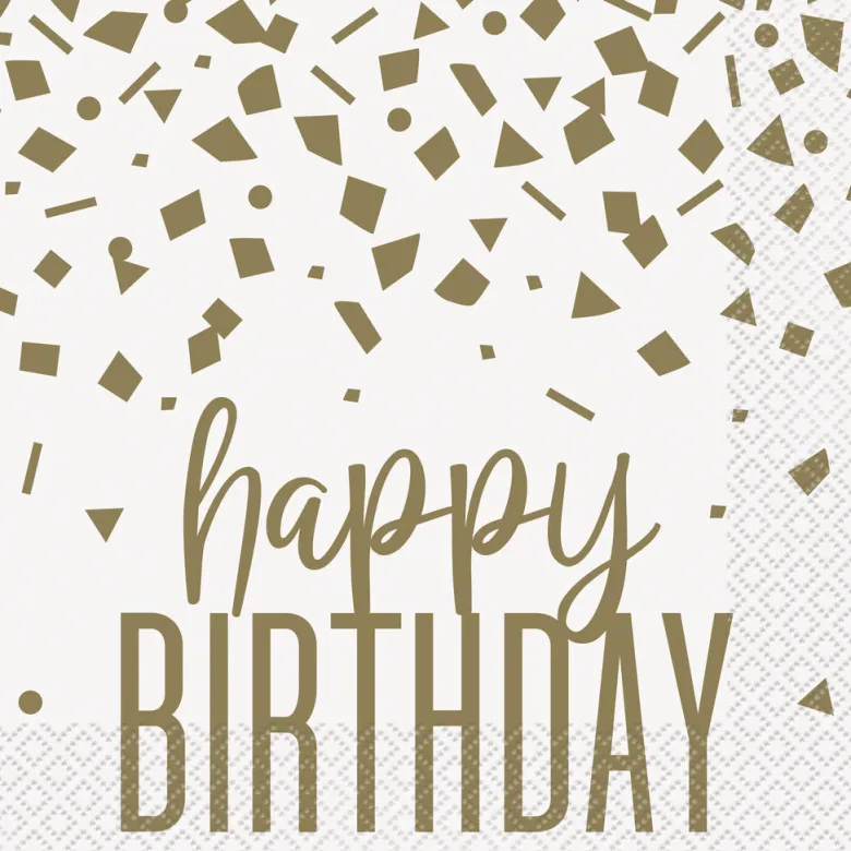 Servietter - Konfetti - "Happy Birthday"