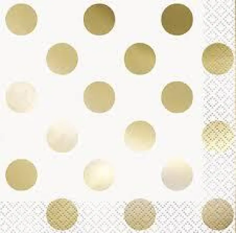 Servietter - Metallic Gull - Polka Dots