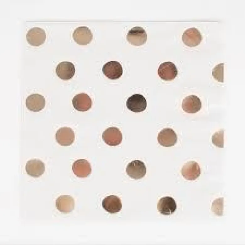Servietter - Metallic Gull - Polka Dots