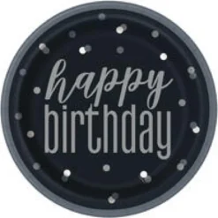Sort & Sølv Glitz - "Happy Birthday"